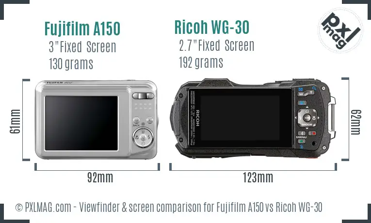 Fujifilm A150 vs Ricoh WG-30 Screen and Viewfinder comparison Fujifilm A150 vs Ricoh WG-30 Screen and Viewfinder comparison