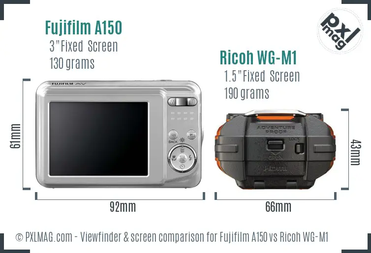Fujifilm A150 vs Ricoh WG-M1 Screen and Viewfinder comparison