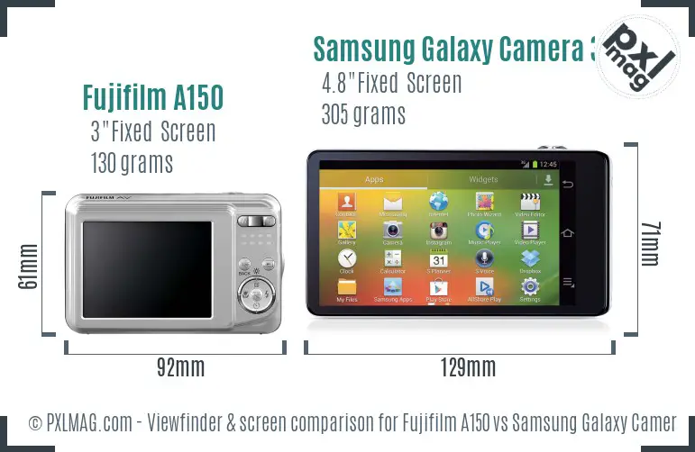 Fujifilm A150 vs Samsung Galaxy Camera 3G Screen and Viewfinder comparison Fujifilm A150 vs Samsung Galaxy Camera 3G Screen and Viewfinder comparison