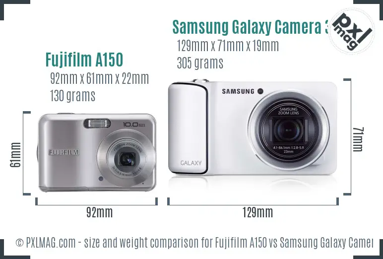 Fujifilm A150 vs Samsung Galaxy Camera 3G size comparison Fujifilm A150 vs Samsung Galaxy Camera 3G size comparison