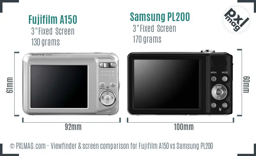 Fujifilm A150 vs Samsung PL200 Screen and Viewfinder comparison Fujifilm A150 vs Samsung PL200 Screen and Viewfinder comparison