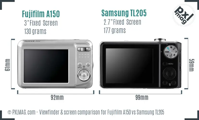 Fujifilm A150 vs Samsung TL205 Screen and Viewfinder comparison Fujifilm A150 vs Samsung TL205 Screen and Viewfinder comparison