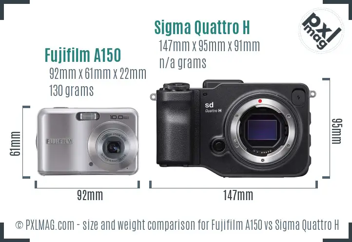 Fujifilm A150 vs Sigma Quattro H size comparison Fujifilm A150 vs Sigma Quattro H size comparison