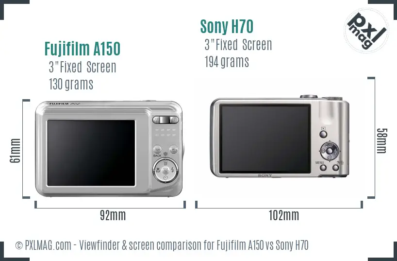 Fujifilm A150 vs Sony H70 Screen and Viewfinder comparison