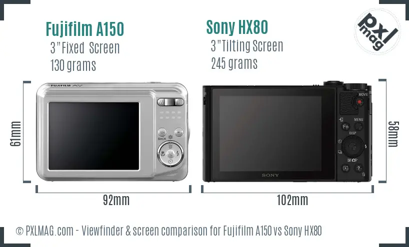 Fujifilm A150 vs Sony HX80 Screen and Viewfinder comparison