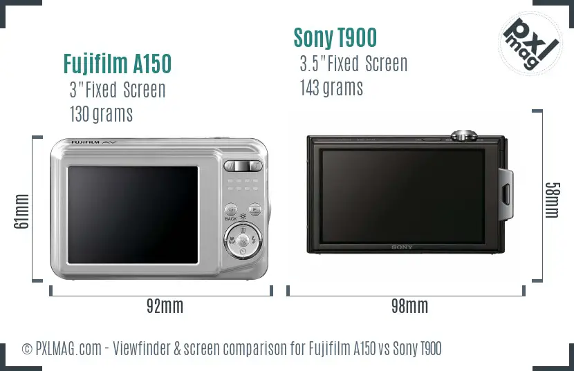 Fujifilm A150 vs Sony T900 Screen and Viewfinder comparison Fujifilm A150 vs Sony T900 Screen and Viewfinder comparison