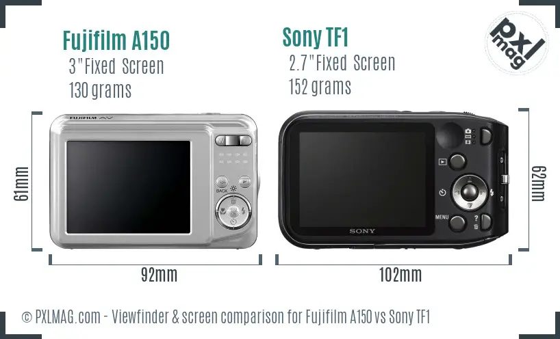 Fujifilm A150 vs Sony TF1 Screen and Viewfinder comparison