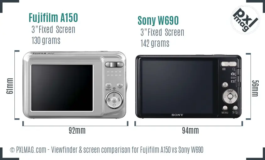 Fujifilm A150 vs Sony W690 Screen and Viewfinder comparison