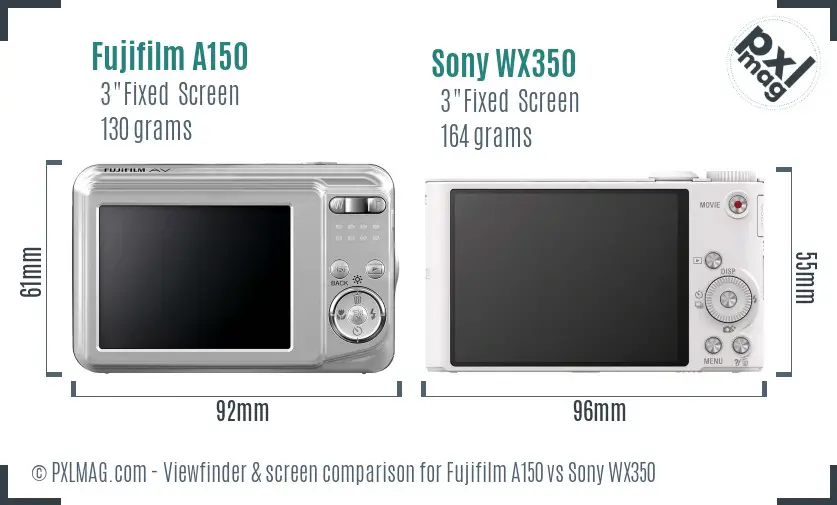 Fujifilm A150 vs Sony WX350 Screen and Viewfinder comparison