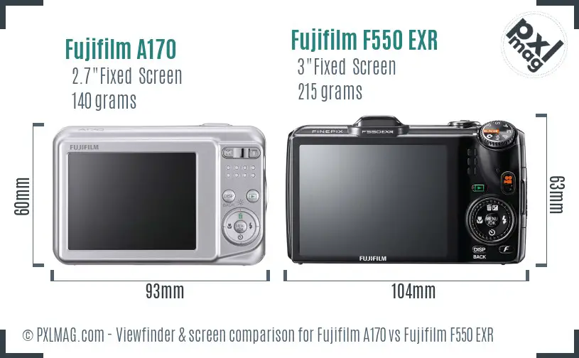 Fujifilm A170 vs Fujifilm F550 EXR Screen and Viewfinder comparison