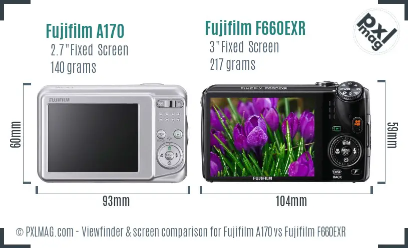Fujifilm A170 vs Fujifilm F660EXR Screen and Viewfinder comparison Fujifilm A170 vs Fujifilm F660EXR Screen and Viewfinder comparison