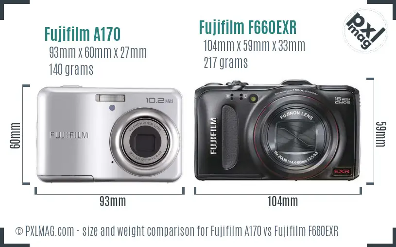 Fujifilm A170 vs Fujifilm F660EXR size comparison Fujifilm A170 vs Fujifilm F660EXR size comparison