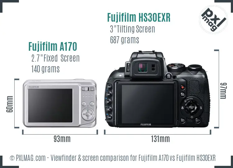 Fujifilm A170 vs Fujifilm HS30EXR Screen and Viewfinder comparison