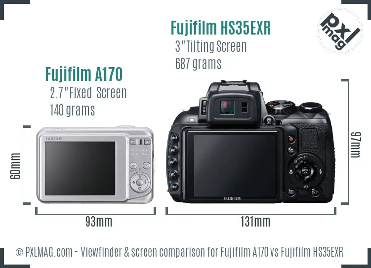 Fujifilm A170 vs Fujifilm HS35EXR Screen and Viewfinder comparison Fujifilm A170 vs Fujifilm HS35EXR Screen and Viewfinder comparison