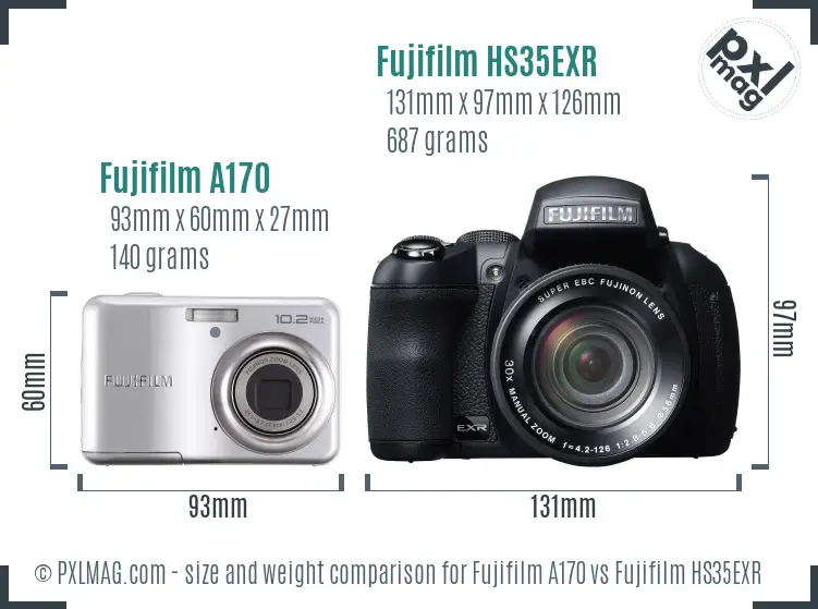Fujifilm A170 vs Fujifilm HS35EXR size comparison Fujifilm A170 vs Fujifilm HS35EXR size comparison