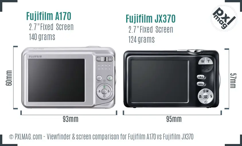 Fujifilm A170 vs Fujifilm JX370 Screen and Viewfinder comparison