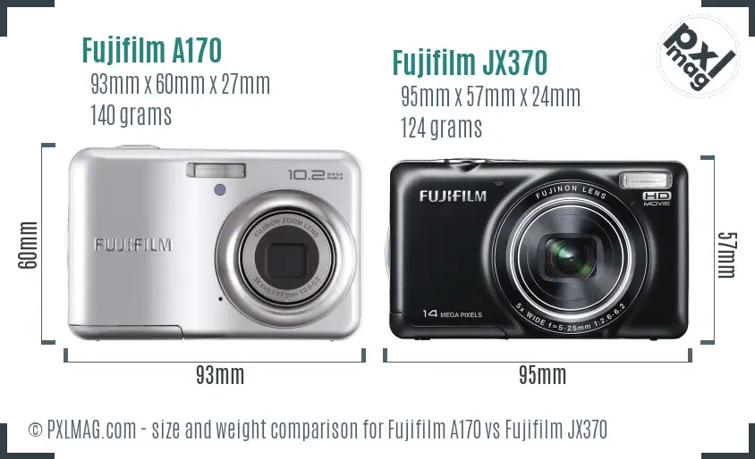 Fujifilm A170 vs Fujifilm JX370 size comparison