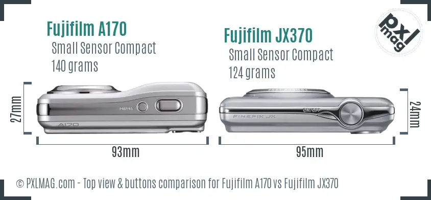 Fujifilm A170 vs Fujifilm JX370 top view buttons comparison
