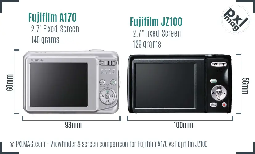 Fujifilm A170 vs Fujifilm JZ100 Screen and Viewfinder comparison