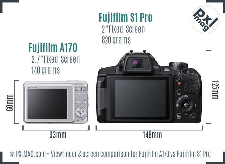 Fujifilm A170 vs Fujifilm S1 Pro Screen and Viewfinder comparison
