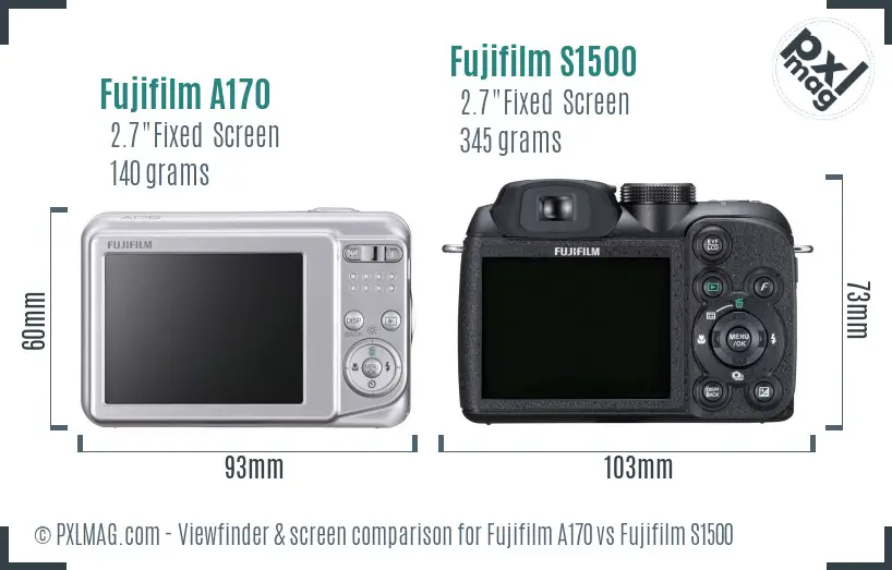 Fujifilm A170 vs Fujifilm S1500 Screen and Viewfinder comparison