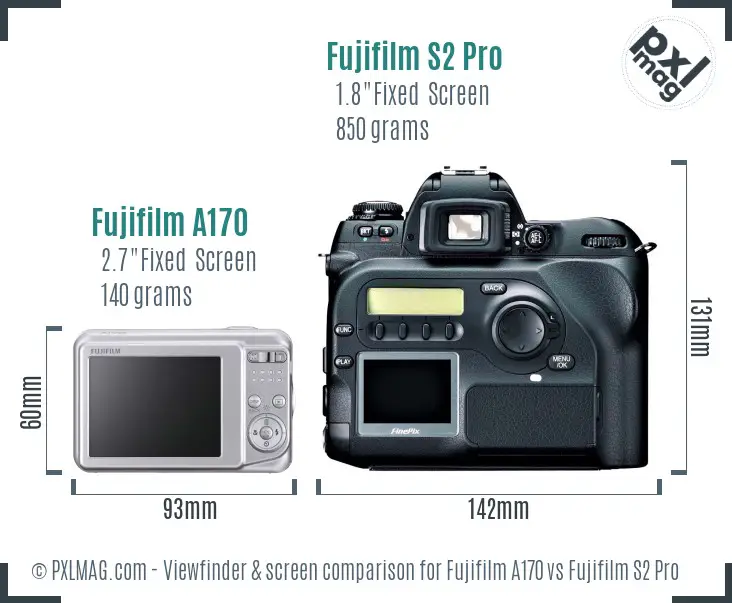 Fujifilm A170 vs Fujifilm S2 Pro Screen and Viewfinder comparison Fujifilm A170 vs Fujifilm S2 Pro Screen and Viewfinder comparison