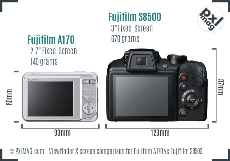 Fujifilm A170 vs Fujifilm S8500 Screen and Viewfinder comparison