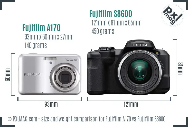 Fujifilm A170 vs Fujifilm S8600 size comparison Fujifilm A170 vs Fujifilm S8600 size comparison