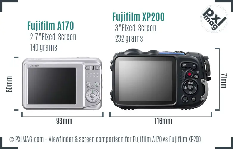 Fujifilm A170 vs Fujifilm XP200 Screen and Viewfinder comparison
