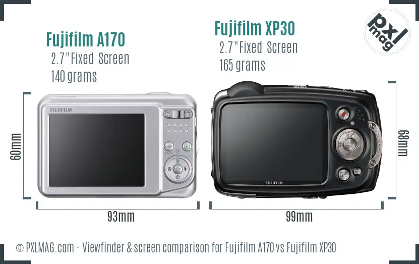 Fujifilm A170 vs Fujifilm XP30 Screen and Viewfinder comparison