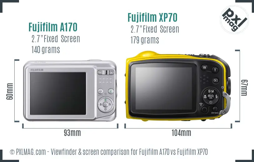 Fujifilm A170 vs Fujifilm XP70 Screen and Viewfinder comparison