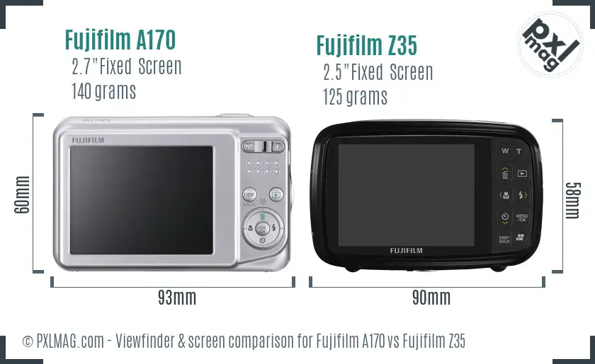 Fujifilm A170 vs Fujifilm Z35 Screen and Viewfinder comparison