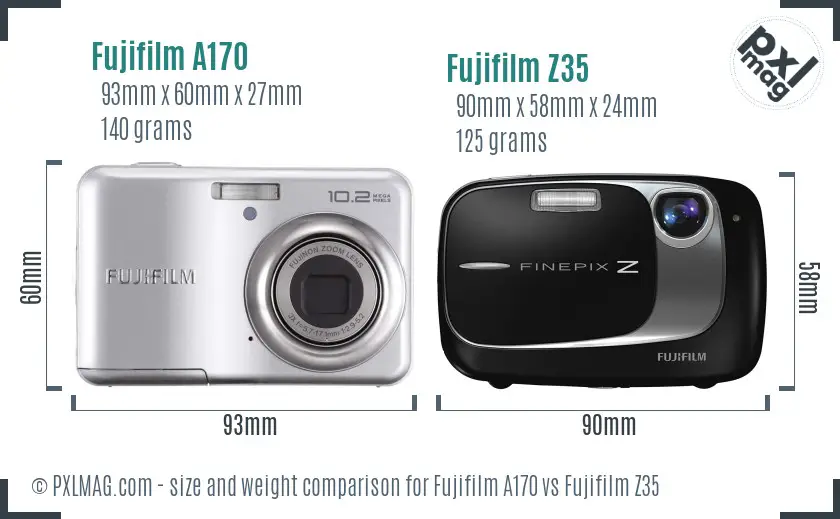 Fujifilm A170 vs Fujifilm Z35 size comparison
