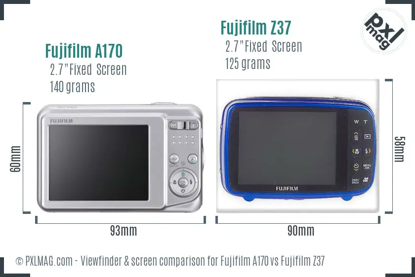 Fujifilm A170 vs Fujifilm Z37 Screen and Viewfinder comparison