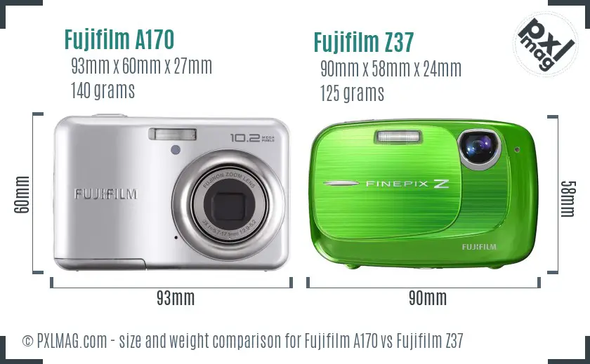 Fujifilm A170 vs Fujifilm Z37 size comparison