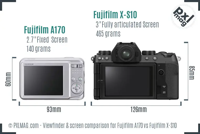 Fujifilm A170 vs Fujifilm X-S10 Screen and Viewfinder comparison