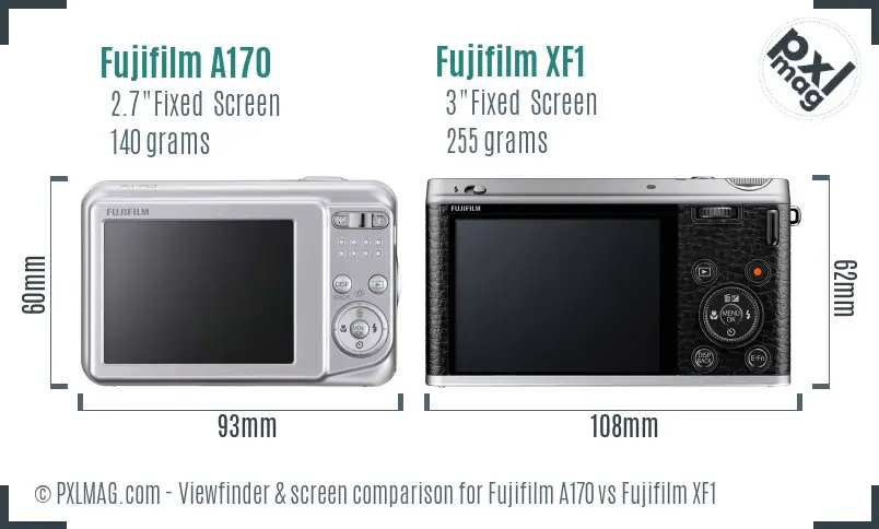 Fujifilm A170 vs Fujifilm XF1 Screen and Viewfinder comparison