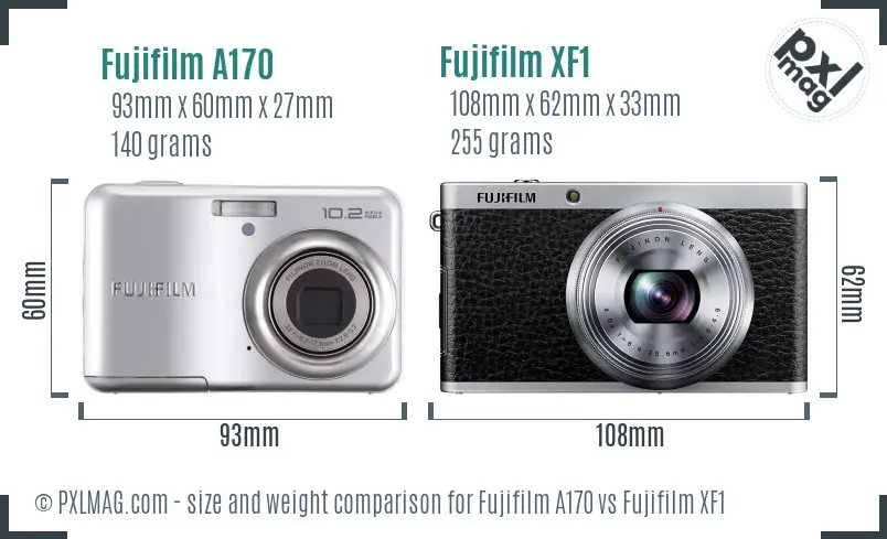 Fujifilm A170 vs Fujifilm XF1 size comparison