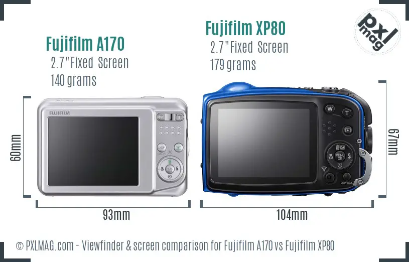 Fujifilm A170 vs Fujifilm XP80 Screen and Viewfinder comparison