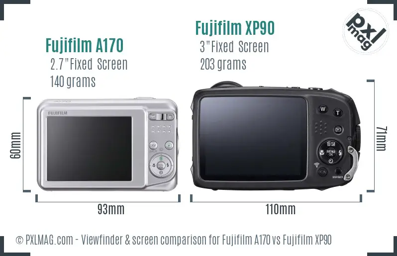 Fujifilm A170 vs Fujifilm XP90 Screen and Viewfinder comparison