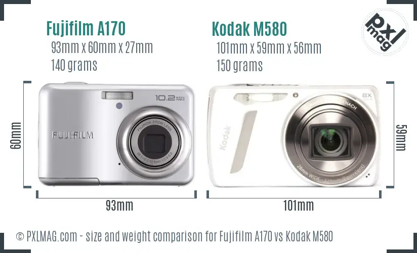 Fujifilm A170 vs Kodak M580 size comparison Fujifilm A170 vs Kodak M580 size comparison