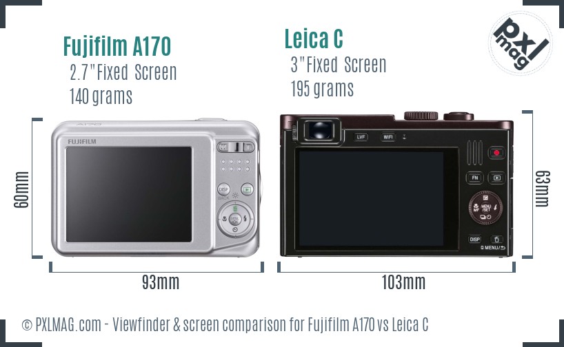 Fujifilm A170 vs Leica C Screen and Viewfinder comparison