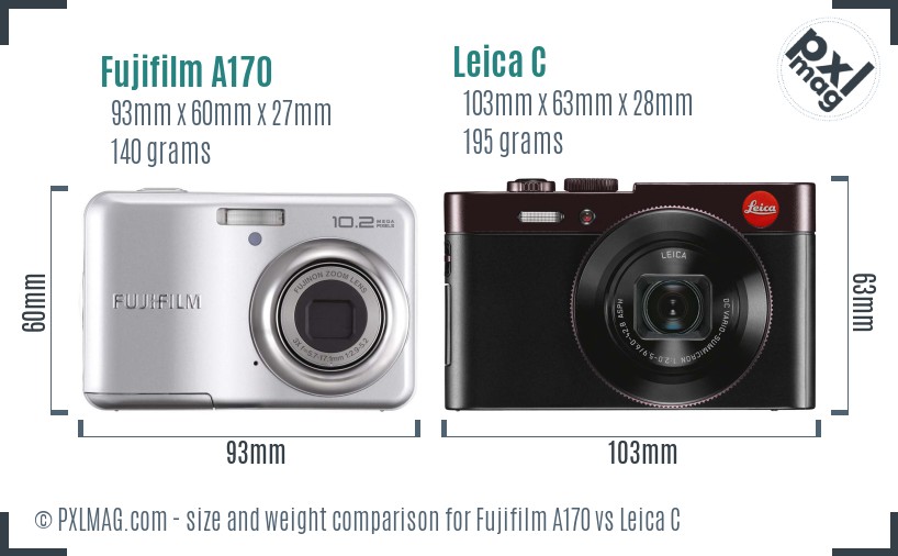 Fujifilm A170 vs Leica C size comparison Fujifilm A170 vs Leica C size comparison
