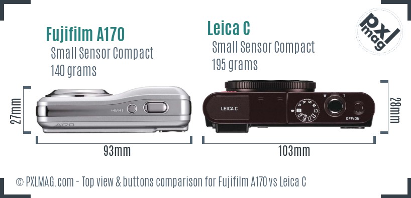 Fujifilm A170 vs Leica C top view buttons comparison