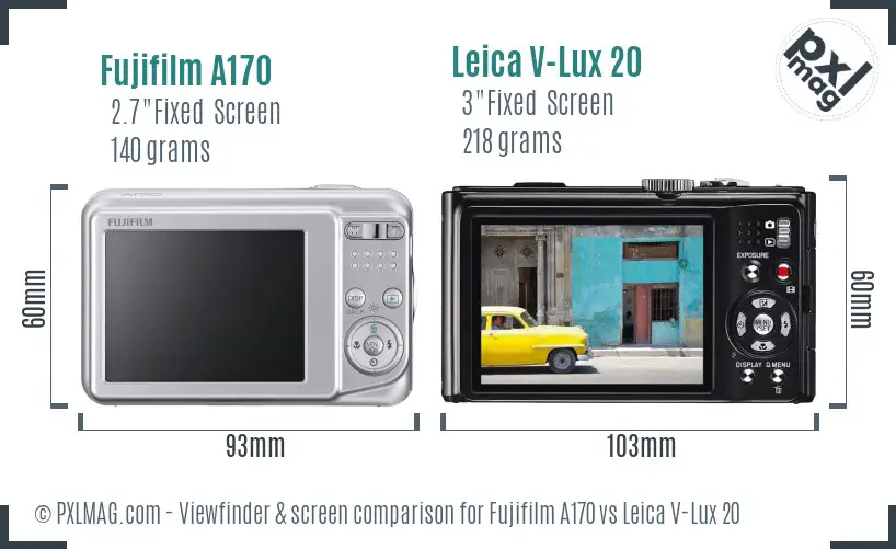 Fujifilm A170 vs Leica V-Lux 20 Screen and Viewfinder comparison