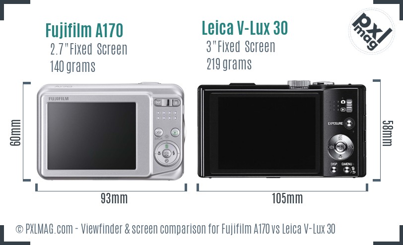 Fujifilm A170 vs Leica V-Lux 30 Screen and Viewfinder comparison