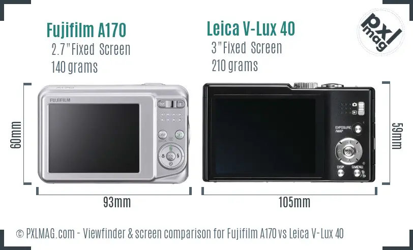 Fujifilm A170 vs Leica V-Lux 40 Screen and Viewfinder comparison