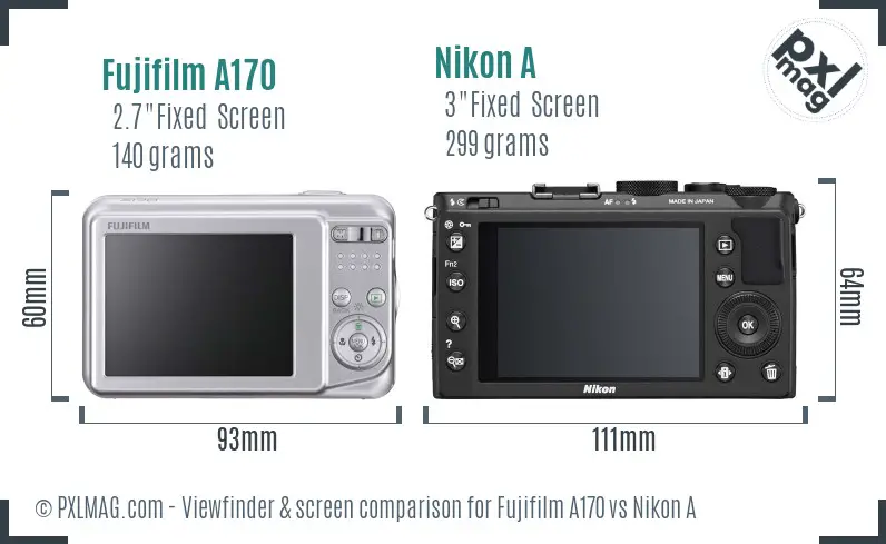Fujifilm A170 vs Nikon A Screen and Viewfinder comparison