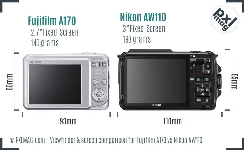 Fujifilm A170 vs Nikon AW110 Screen and Viewfinder comparison Fujifilm A170 vs Nikon AW110 Screen and Viewfinder comparison