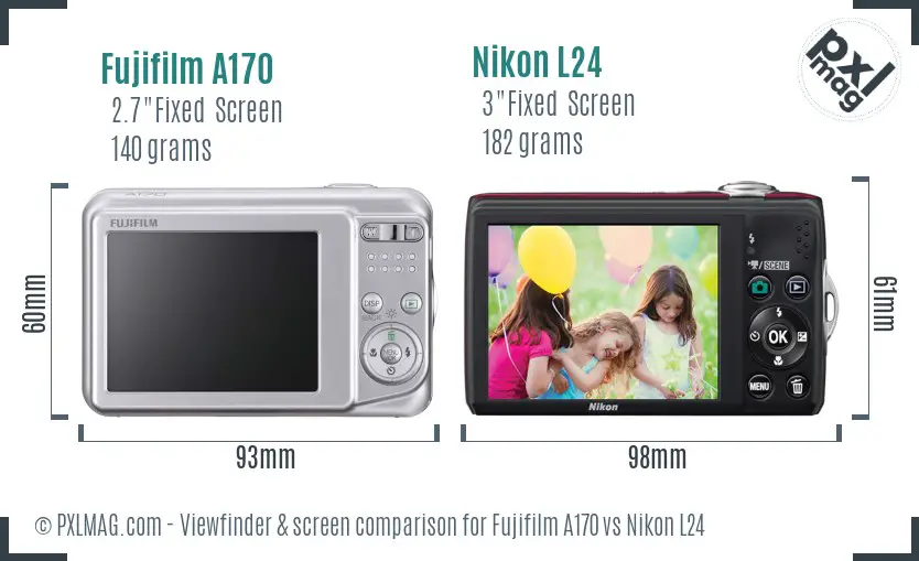 Fujifilm A170 vs Nikon L24 Screen and Viewfinder comparison Fujifilm A170 vs Nikon L24 Screen and Viewfinder comparison